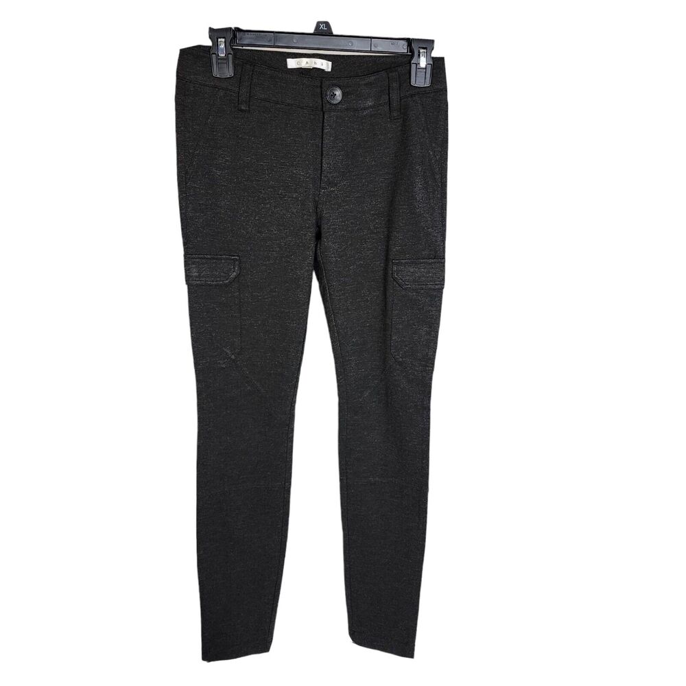 CAbi Womens Pants Size 2 Statement Cargo Skinny Charcoal Gray Stretch 557